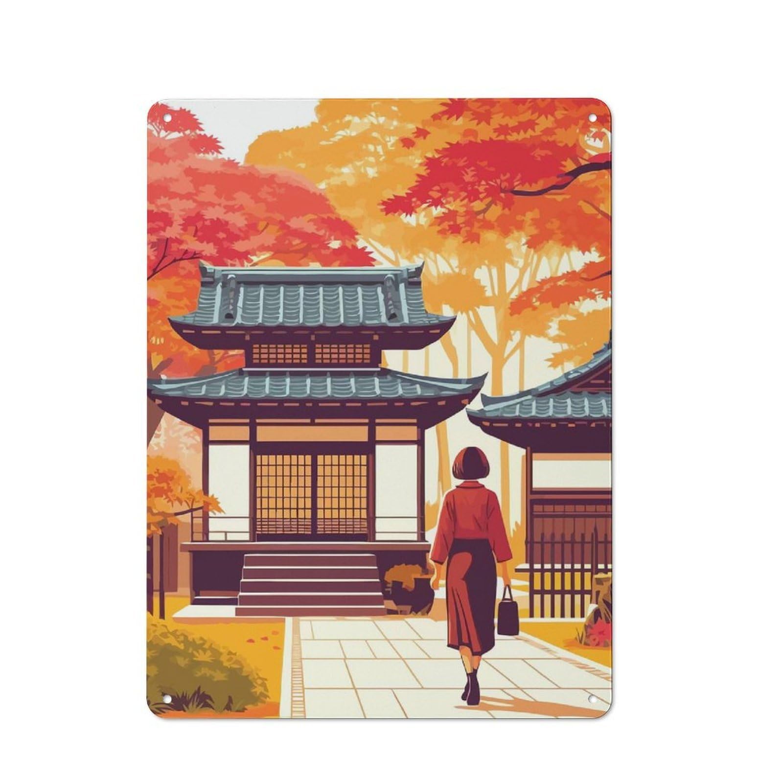 Junmoney Girls Cute Japanese Vintage Metal Gift Sign 40X30cm, Novelty Wall Art For Hallway, Home Bar, Garage Or Study