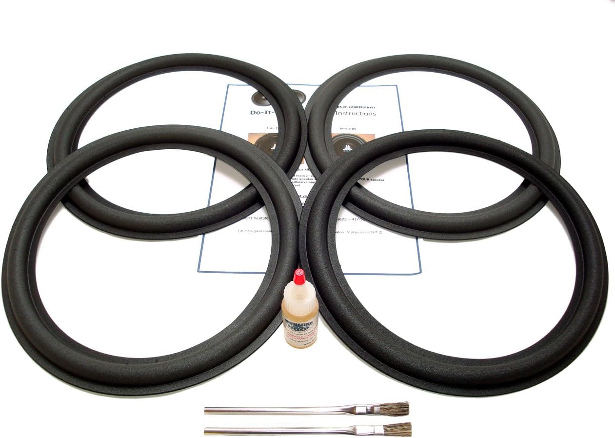 Springfield Speaker 12" Subwoofer Foam Surround Repair Kit - 4 Speaker Kit - Compatible with JL Audio 12W0, 12W1, 12W4, 12W6, 720W, 730W, 750W, 760W