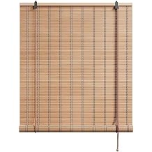 Bamboo Blinds for Interior Windows, Roller Window Shades, Blackout Roll Up Blinds, 30'' 36'' 40'' 48'' 50'' 62'' 70'' 72'' Bamboo Roman Shades for Outdoor Patio, Deck, PorchWood Color,48''Wx60''H