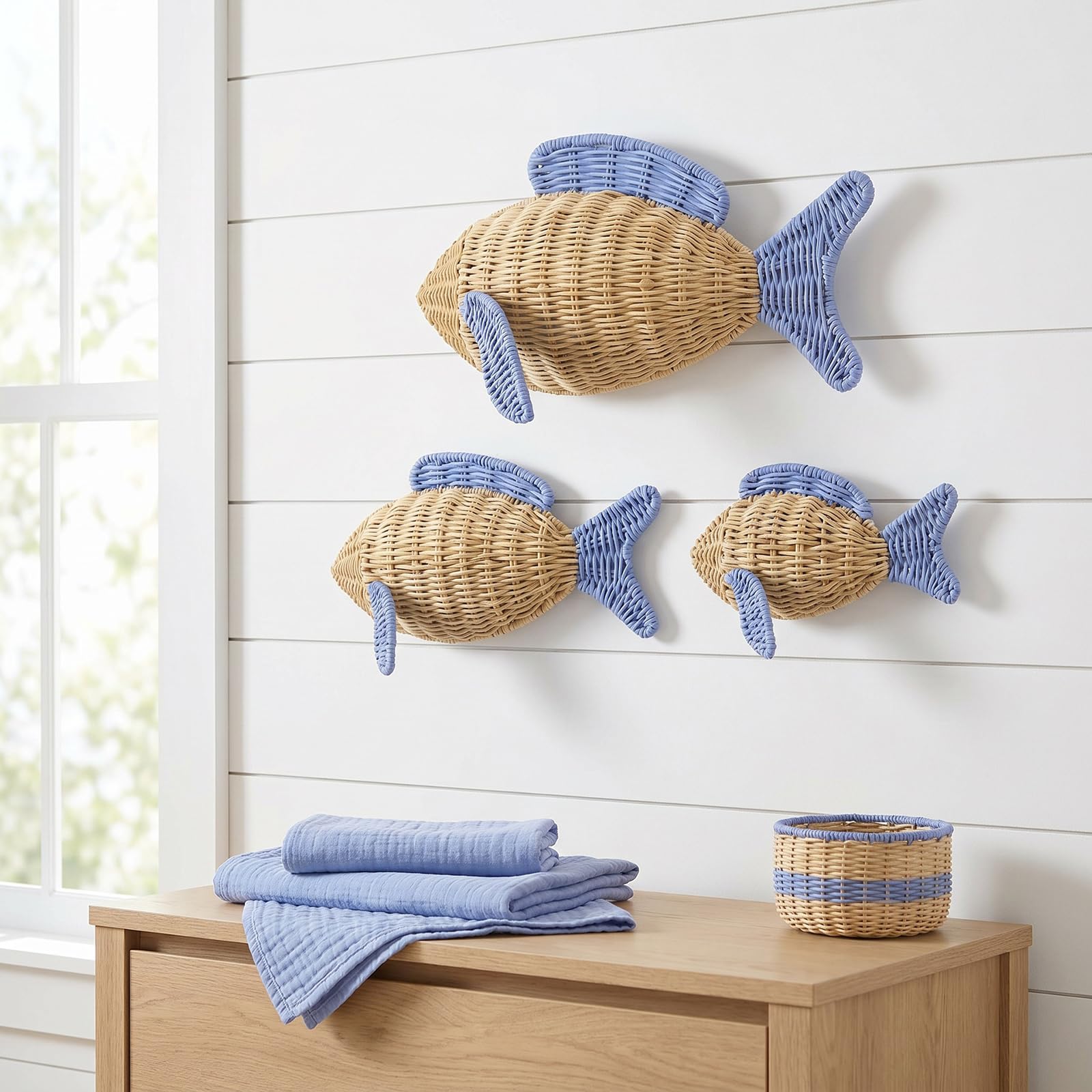 ZBIianxer Decorazione a forma pesce con accento sulla parete con, S | Pezzo da esposizione costiero per foyer, sala, area studio, caffetteria