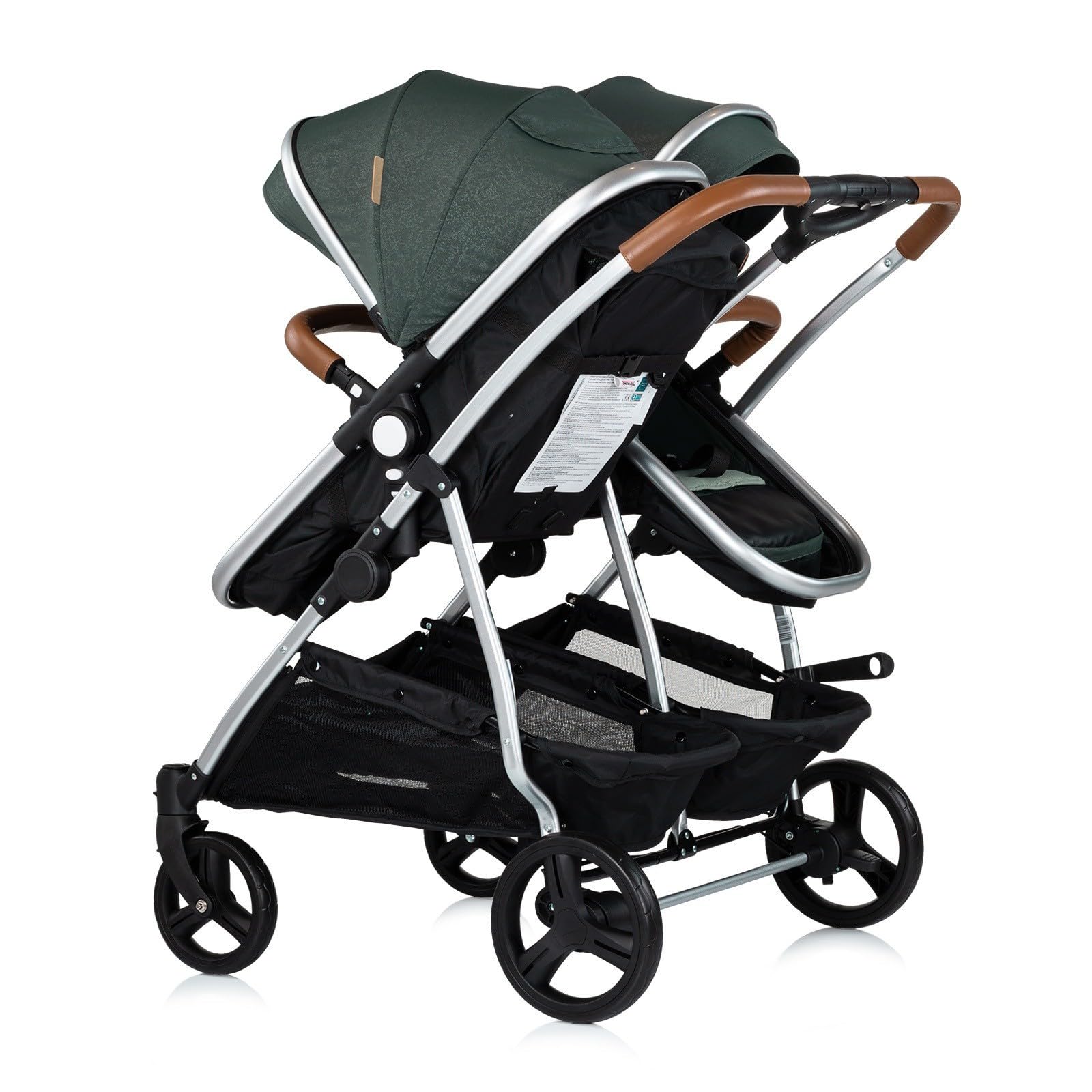 DUO SMART - Cochecito gemelos o niños juntos, ancho 79 cm, color verde sin acogedor