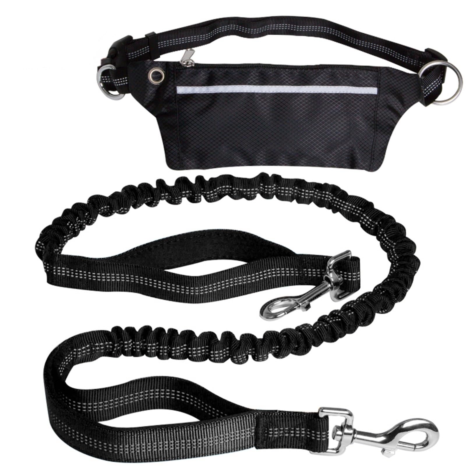 Hands Free Dog Running with Zipper Pouch Elastic Bungees Retractable Rope for Medium and Large Dog pour la Marche, la randonnée, l'entraînement, Le j(Purple)
