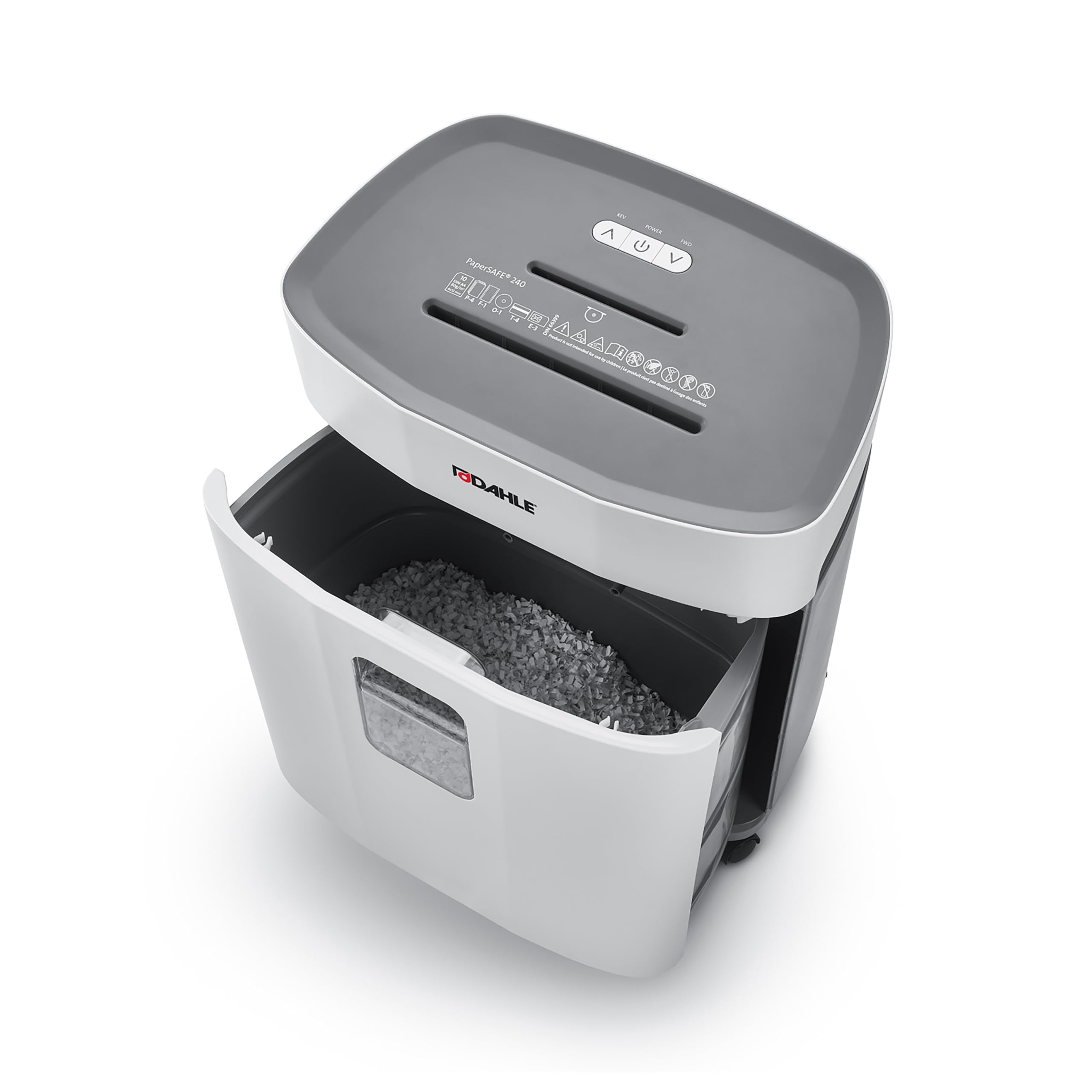 Dahle PaperSAFE PS 240 distruggidocumenti (10 fogli, livello di sicurezza P4, taglio a particelle, privo di olio e manutenzione, 25 litri), grigio