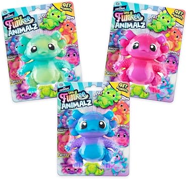 ORB Funkee Animalz Squishy Axolotl Toy Mega 3 Pack - Adorable Stretchy Axolotl Squishy Toys - Fun Axolotl Squishies Stress Ball Toys - Sensory and Fidget Funkee Monkee Axolotl Toys for Kids and Adults