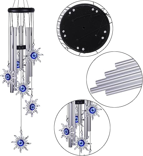 Miniatura 2 de Campanillas de viento de ojo malvado azul, decoración al aire libre, atrapavientos móvil, campanas de viento de ojo malvado, amuleto de ojo malvado