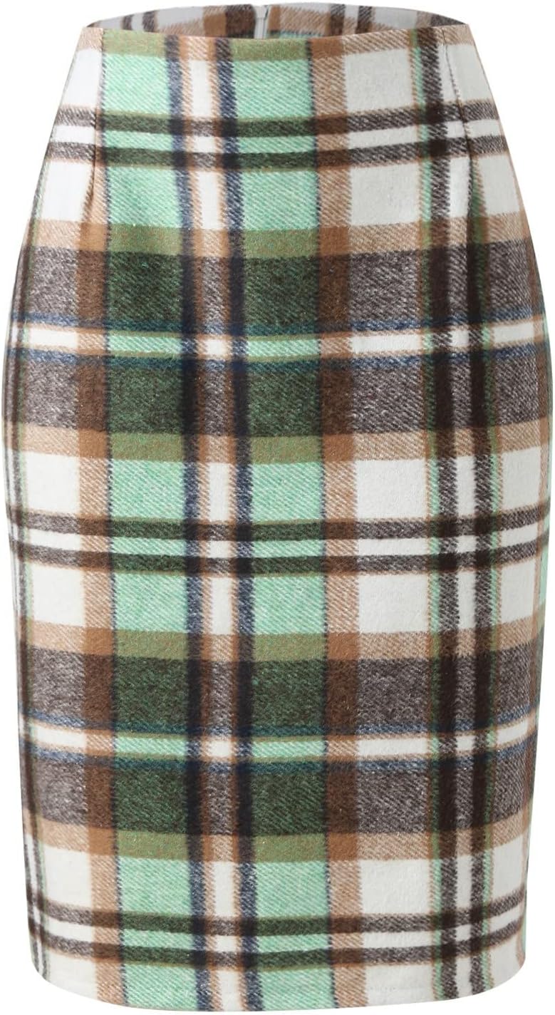 Jupe Femme St Martins En Laine - Marron à Carreaux - Taille M - Longueur Genou