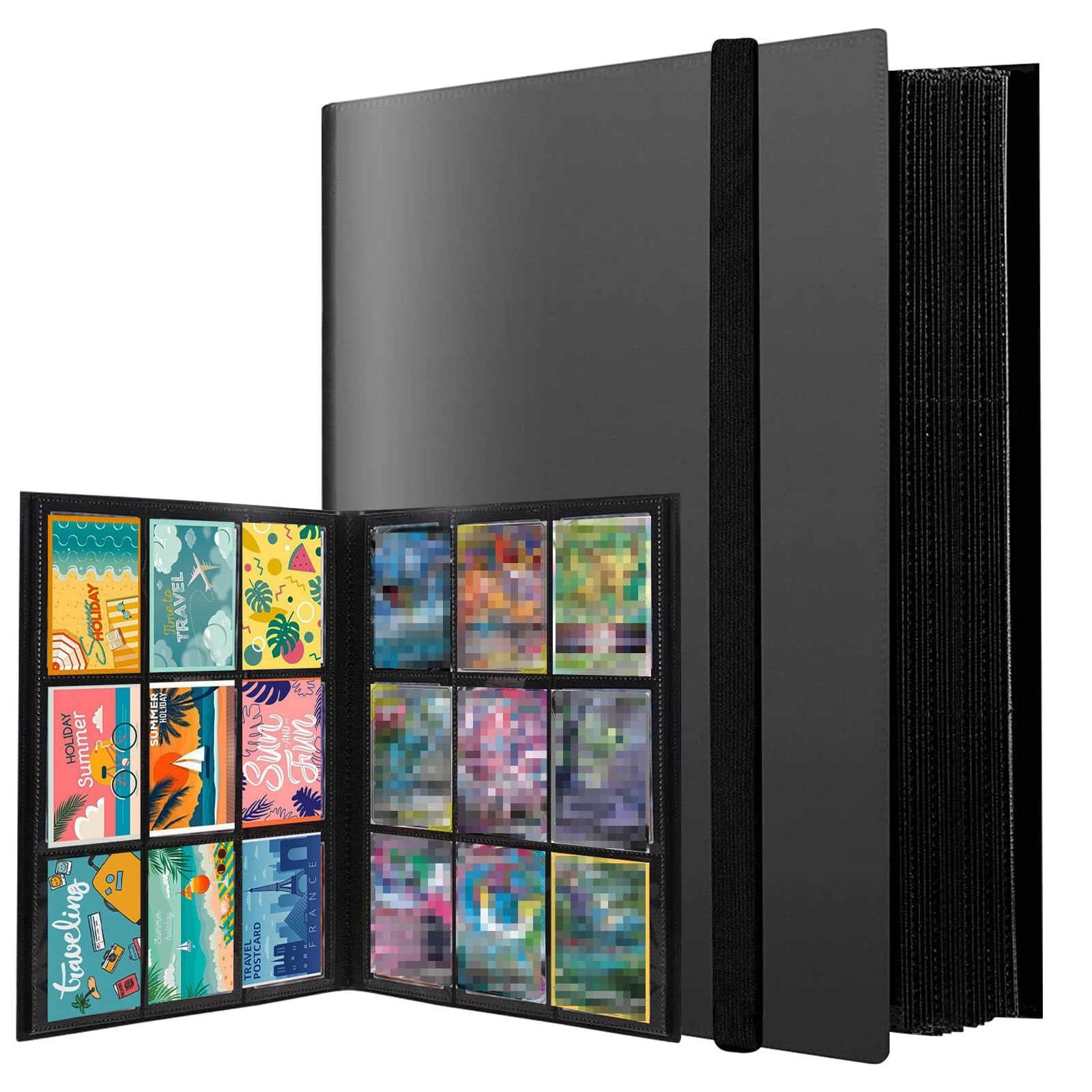 PUWOWYE Album Cartas, 540 Álbum de Cartas Coleccionables, Álbum Colección Tarjetas Impermeable, Album Cromos Negro