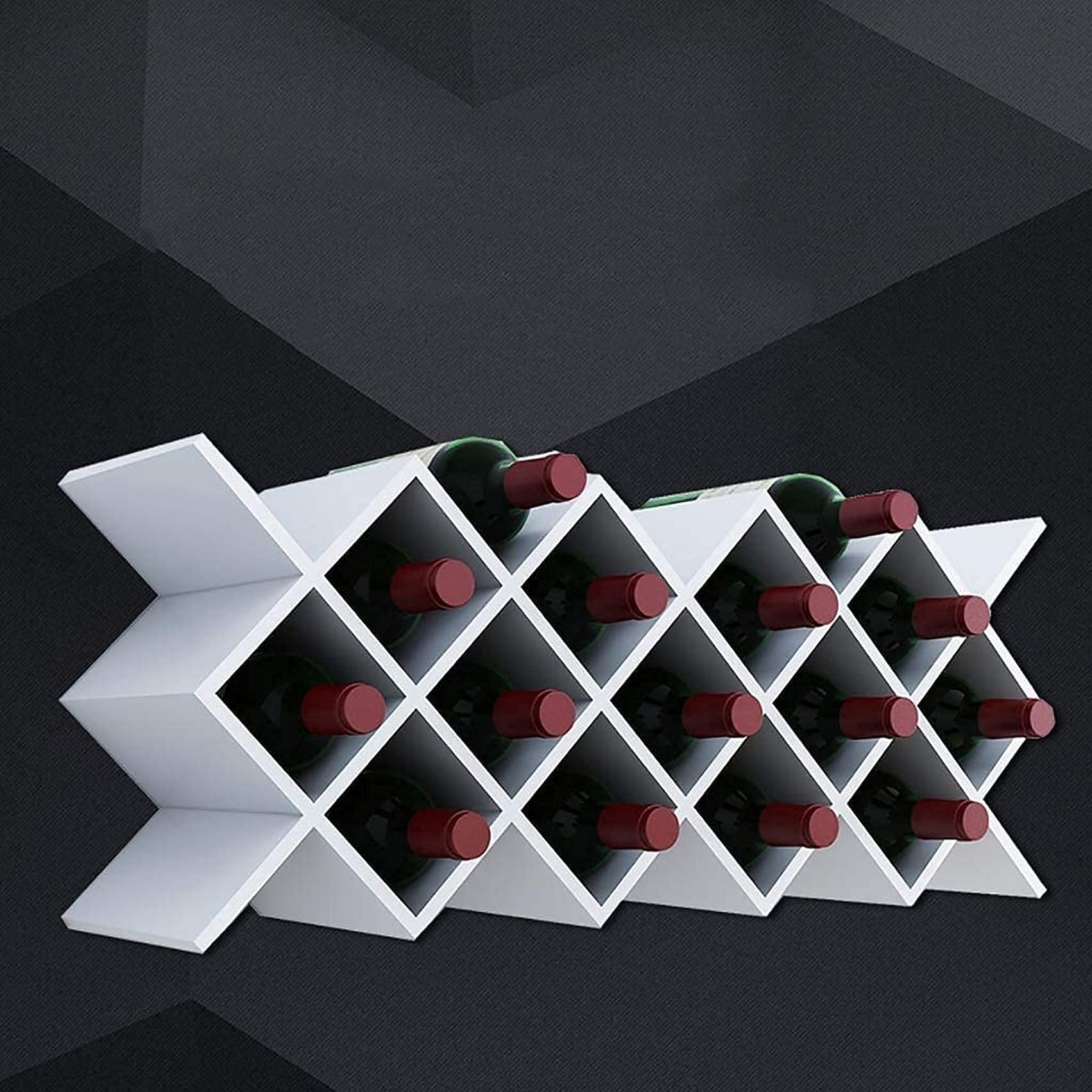 Casier à vin cube en bois pour rangement mural et présentation de bouteilles, modèle A7