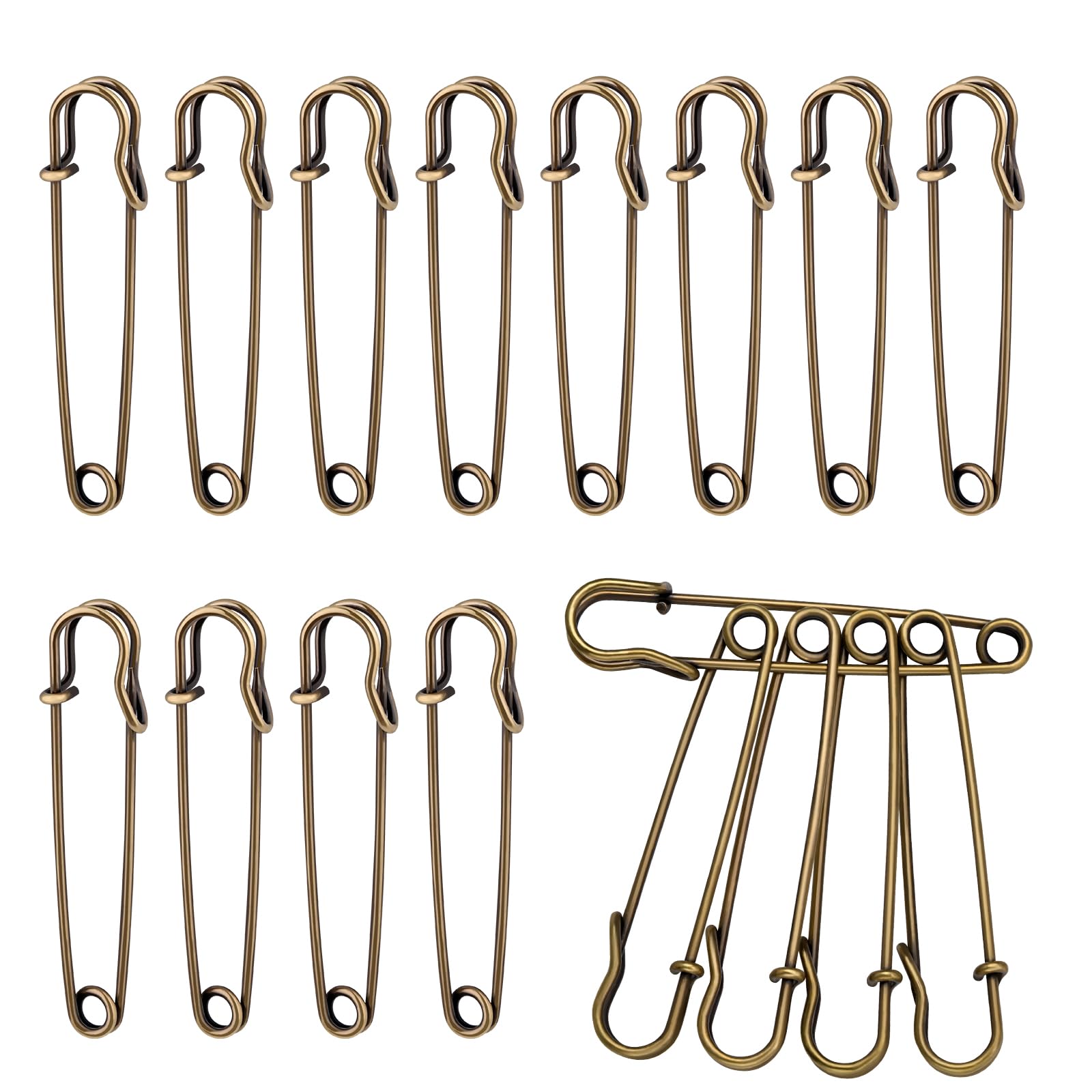 Safety Pins, 15 Pack Large Safety Pin 4 Inch, Heavy Duty Safety Pins for Clothes, Diapers, Blankets, Laundry, Leather Canvas, DIY Crafts (Silvery) — view 8