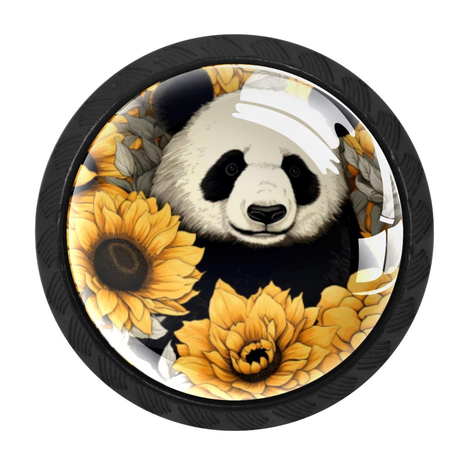 CHENZZZZ 4 Pieces Kitchen Cabinet Knobs Panda Sunflower Drawer Knobs Dresser Knobs Drawer Pulls Door Knobs Dresser Drawer Handles Knobs for Dresser Drawers