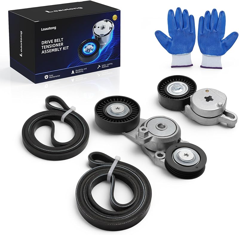 Kit tensionador da correia e correia serpentina Loautong para Toyota Camry 2.5L 2010–2011 – 2 tensionadores e 2 correias