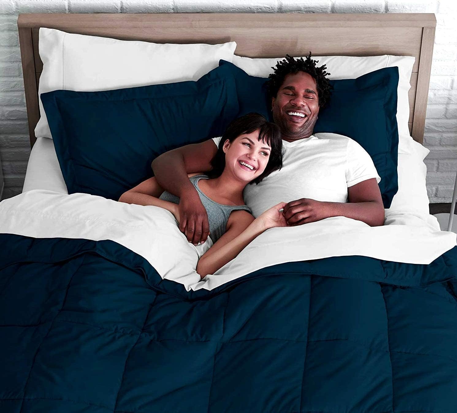 Hotel Quality 800 Thread Count 100% Egyptian Cotton 300 GSM All Season Goose Down Alternative 1 PC Comforter Super King Size Navy Blue Solid