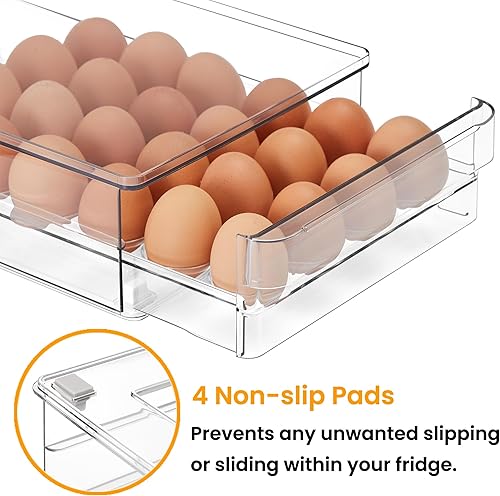 Vista 4 de vacane Cajón para 24 Huevos para Refrigerador, Contenedor de Almacenamiento de Huevos Extraíble con Almohadillas Antideslizantes, Contenedores Egg