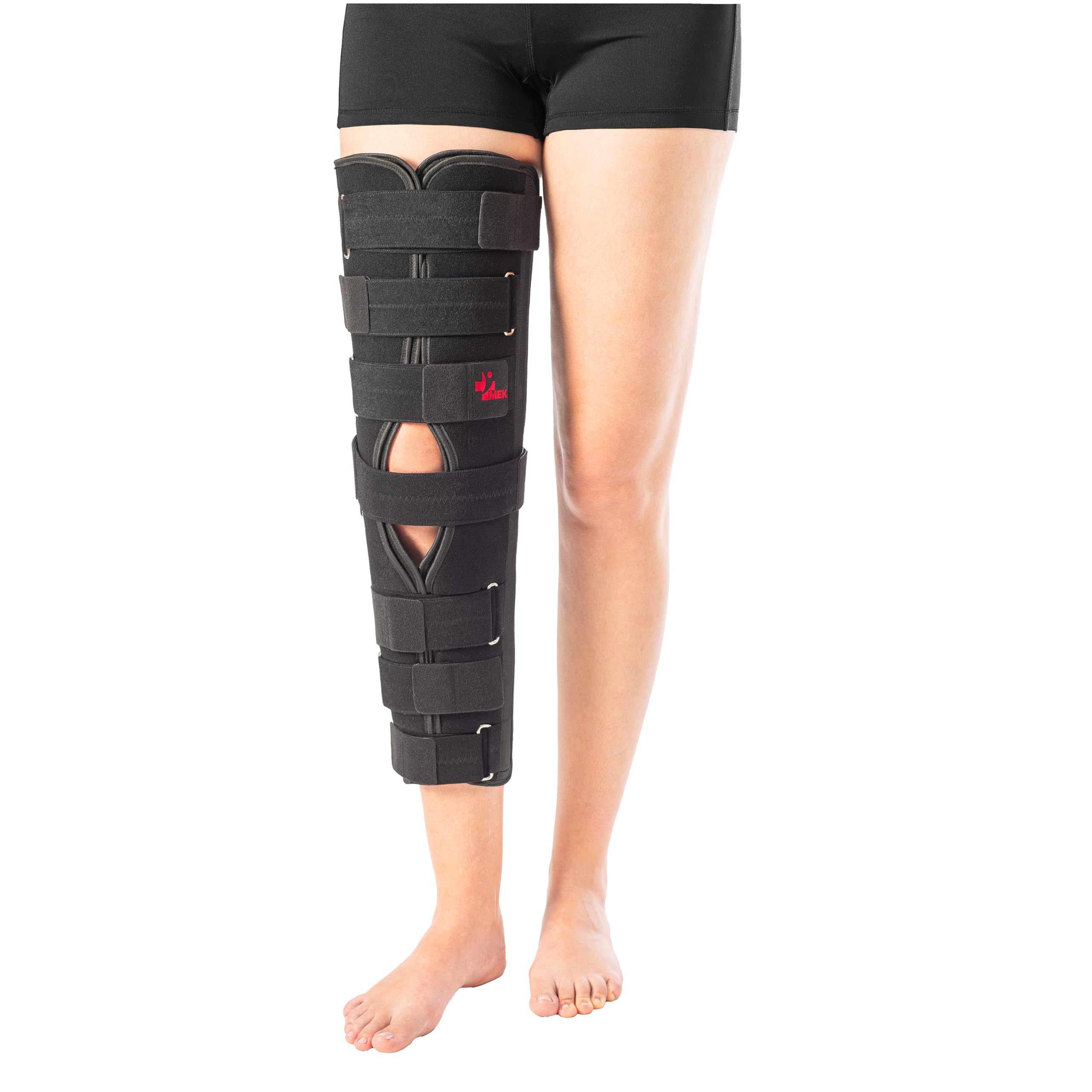 Knie Immobilisator & Knieschiene 60cm Beinschiene Knie zur Ruhigstellung (0 Grad) - Medizinprodukt aus der EU - 3-teilige Knieorthese mit 4 Schienen zur Stabilisierung nach OP oder Verletzung (S-M)