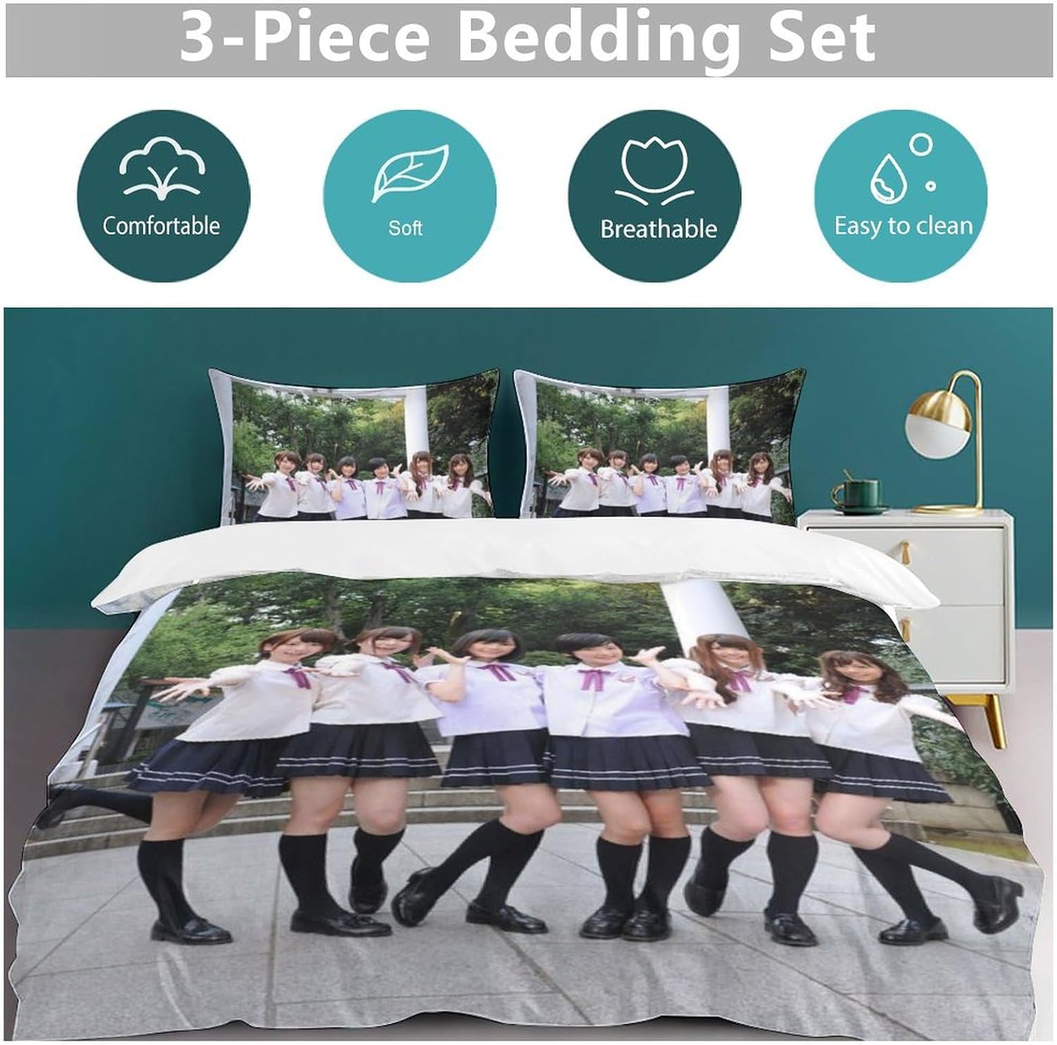 乃木坂46 集合写真183 佐藤楓 齋藤飛鳥 白石麻衣 生田絵梨花 山下美月 布団カバー 寝具カバー3点セット 枕カバー ベッドカバ