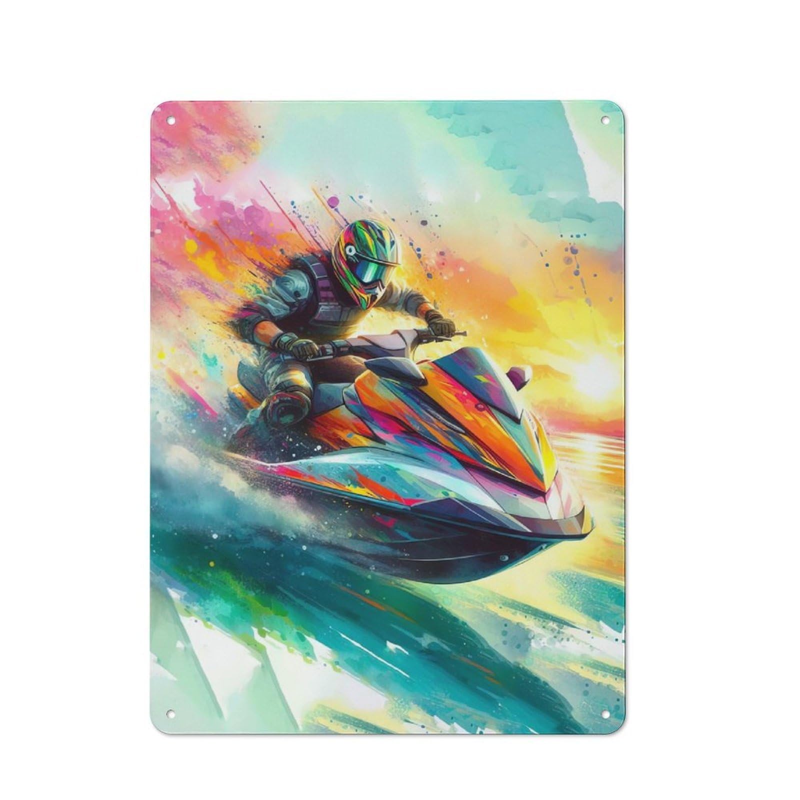 Junmoney Style-17 For Guest Room Or Hallway, Jet Ski Rider Vintage Metal Sign 40X30cm, New-Space Wall Decor For Home Decor Collectors