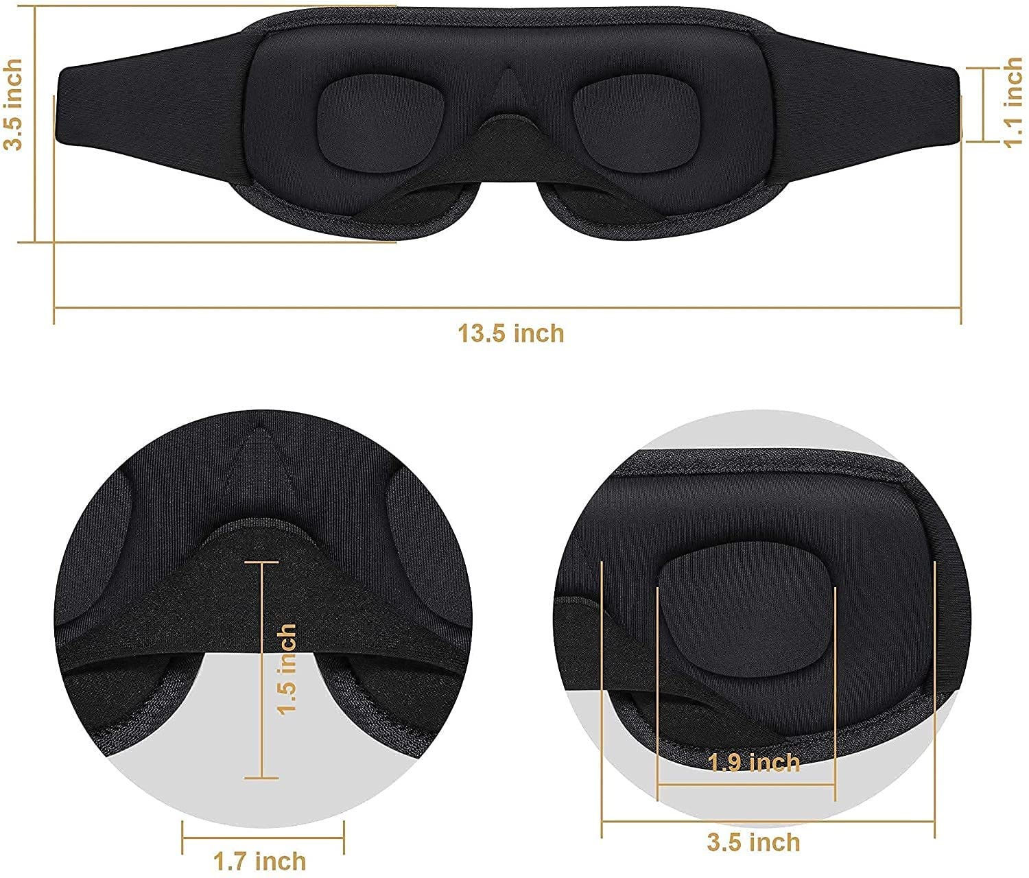 Oddychająca sportowa siatka 3D pianka z pamięcią kształtu 100% zaciemnienie maska na oczy do snu | naturalna ultramiękka tkanina zapewniająca dobry sen | idealna do podróży do spania na zmianie pracy i drzemki
