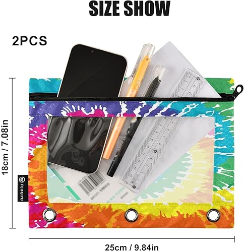 Vista 105 de ALAZA Estuche para lápices para carpeta de 3 anillas, carpetas con estampado de vacas, bolsas para lápices con ventana transparente con cremallera