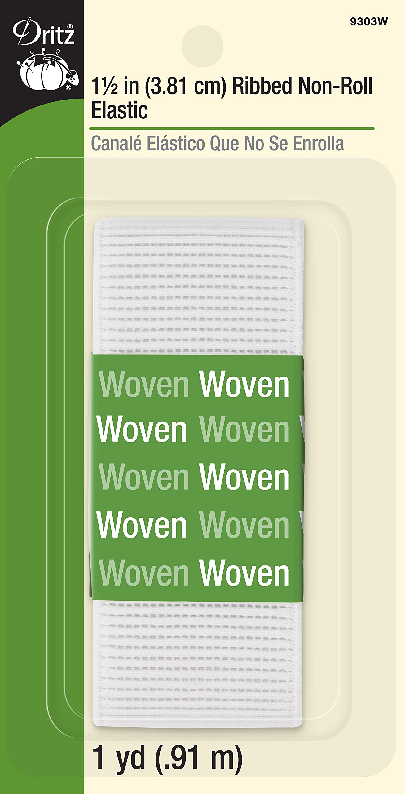 Dritz Elastic, Polyester, White, 1-1/2-Inch by 1-Yard