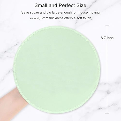 Miniatura 2 de Hsurbtra Alfombrilla para mouse, redonda pequeña y texturizada de alta calidad, 8.7 x 8.7 pulgadas, color verde lago, borde cosido, antideslizante,