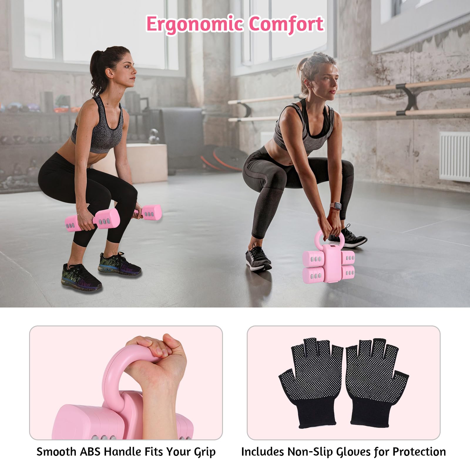 Set de Mancuernas Regulables, Pesa Rusa 5 kg para Mujer – Mancuerna 1 kg (2-en-1), Kit Pesas Gimnasio en Casa, Discos Mancuernas Regulable Weights Entrenamiento en Casa