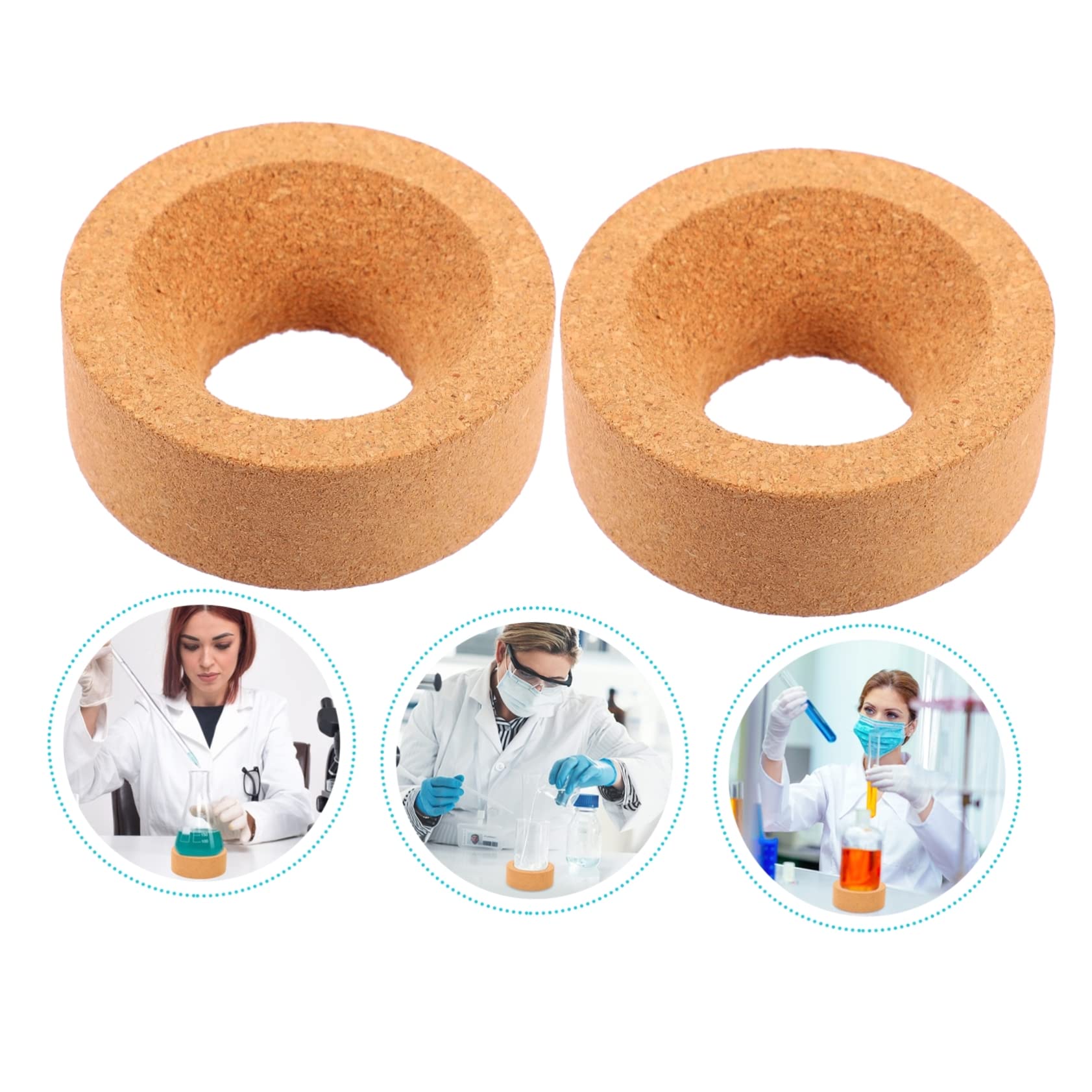 FUNOMOCYA 6 Pcs Flask Holder Lab Flask Cork Ring Lab Flask Ring Holder Ring Bracket Lab Corks Cork Flask Pad Flask Base Stands Flask Round Bottom Holder Cork Flask Ring Cork Flask Stands