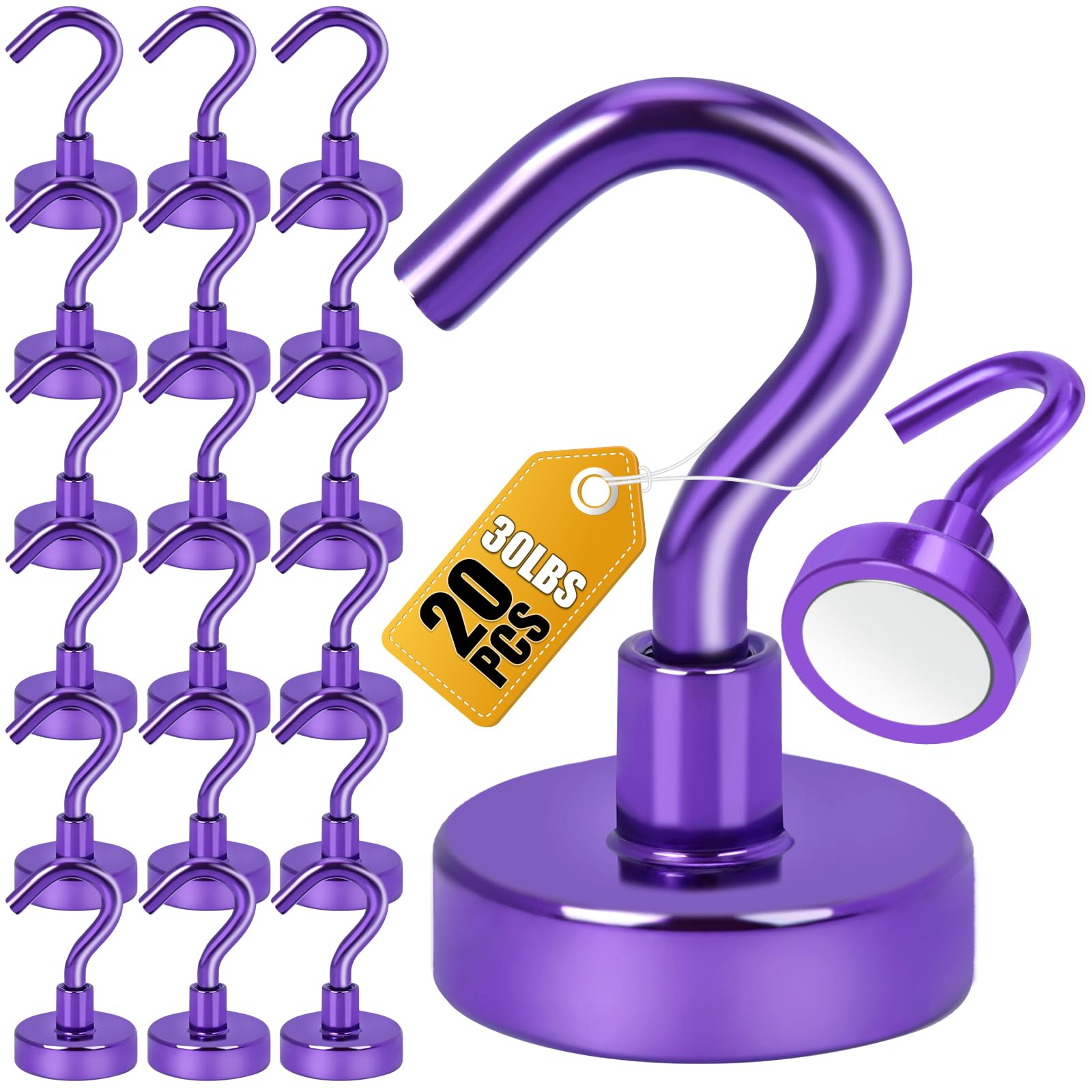 DIYMAG Magnetic Hooks, 30Lbs Strong Heavy Duty Cruise Magnet S-Hook for Classroom, Fridge, Hanging, Cabins, Grill, Kitch