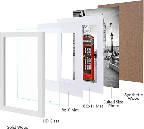 Miniatura 2 de eletecpro Portarretratos de 11 x 14 pulgadas, 4 unidades, hecho de madera maciza y vidrio resistente y duradero, para fotos de 8 x 10 y 8.5 x 11