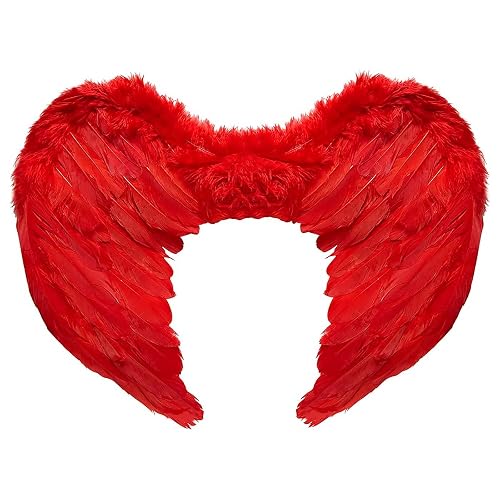 AC - Alas de ángel con Plumas y Tirantes elásticos, complemento para Disfraces de diablesa, Demonio…
