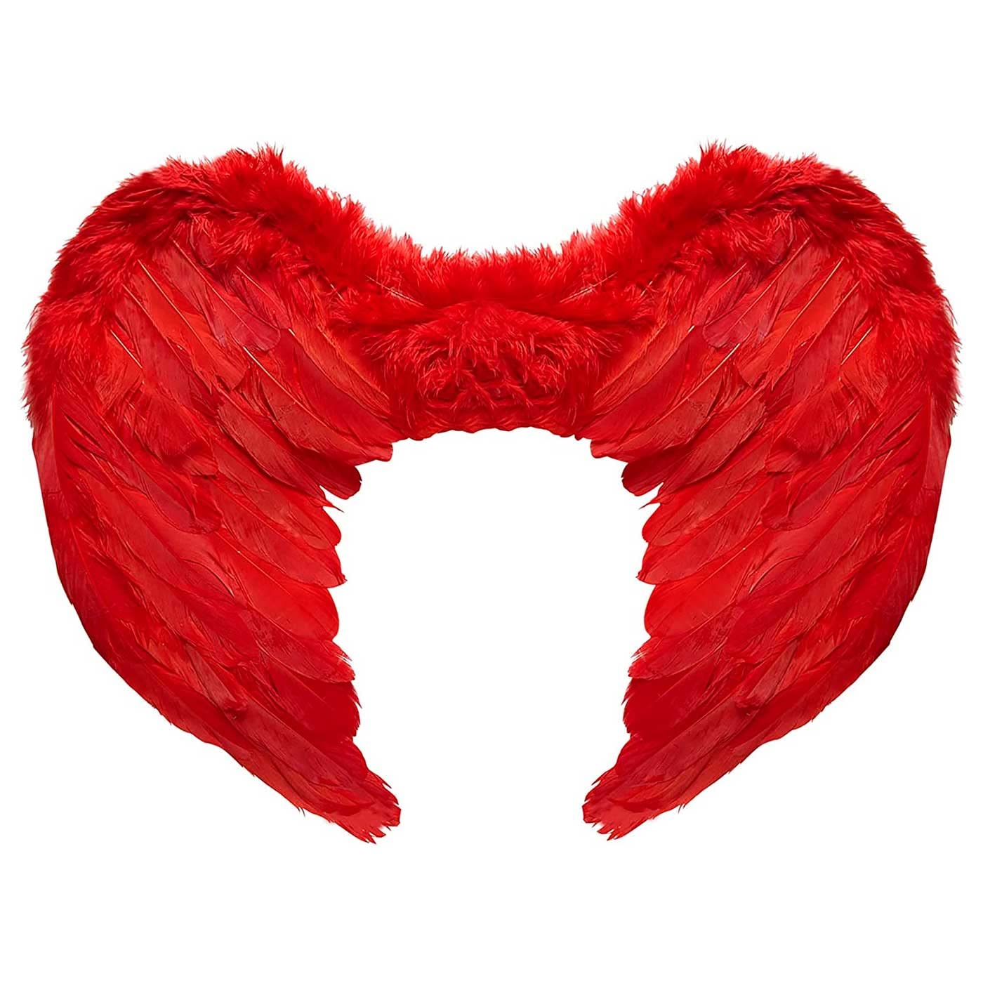 Tradineur - Confezione da 4 ali d'angelo con piume e bretelle elastiche, accessorio per costume da diavolo, Halloween, Carnevale, Cosplay (Rosso) 60 x 40 cm)