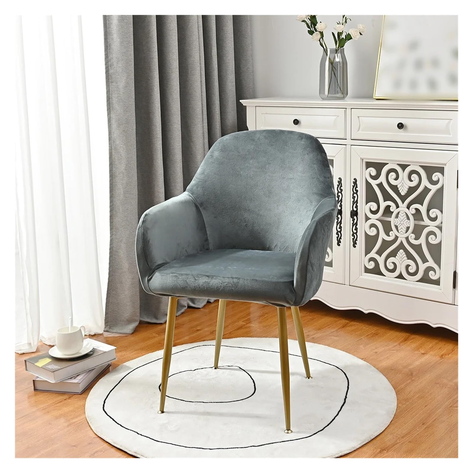 ADRLOPFE Chair Cover High Armchair Cover Elastic Velvet Chair Covers Fabric Washable Dining Slipcovers Office(Color 9)