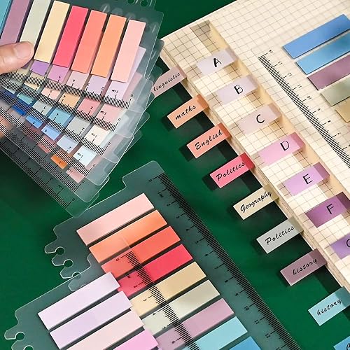 Miniatura 3 de 2000 pestañas adhesivas de anotación Morandi, pestañas adhesivas para notas adhesivas escribibles y translúcidas, pestañas recordatorias con regla