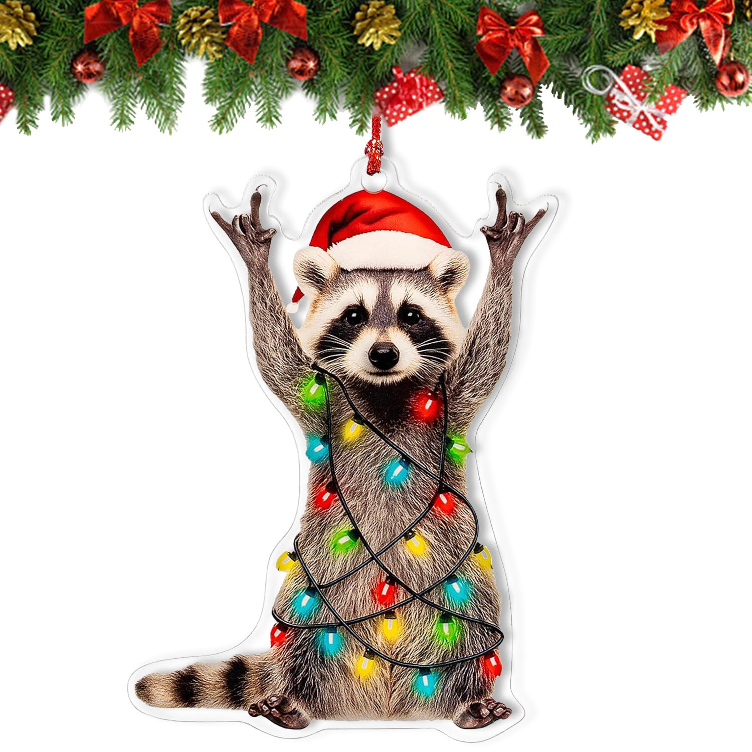Ornements de Noël 2024 Raccoon petit cadeau secret santa original pour invités