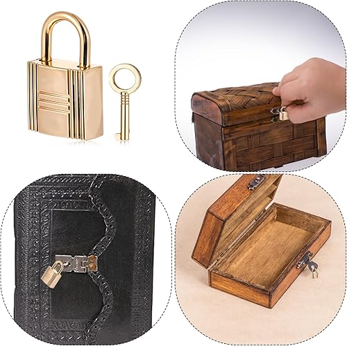 Miniatura 7 de Cerraduras pequeñas decorativas de aleación de metal para monedero, 4 unidades, con llave, cerraduras pequeñas de aleación de metal para diario,