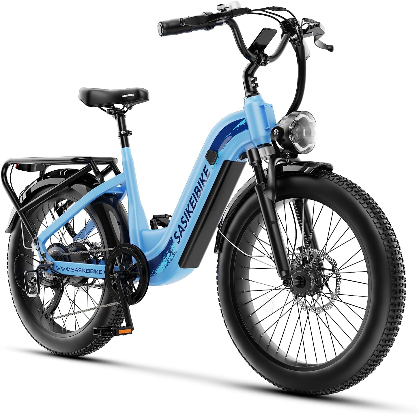 1500W Motor Electric Bike for Adults & Teenager, 48V 20AH Removable Battery Ebike, 24inch Fat Tire Electric Bicycle with 30+MPH, Step-Thru E Bike for Commuting & Mountain, Front Suspension