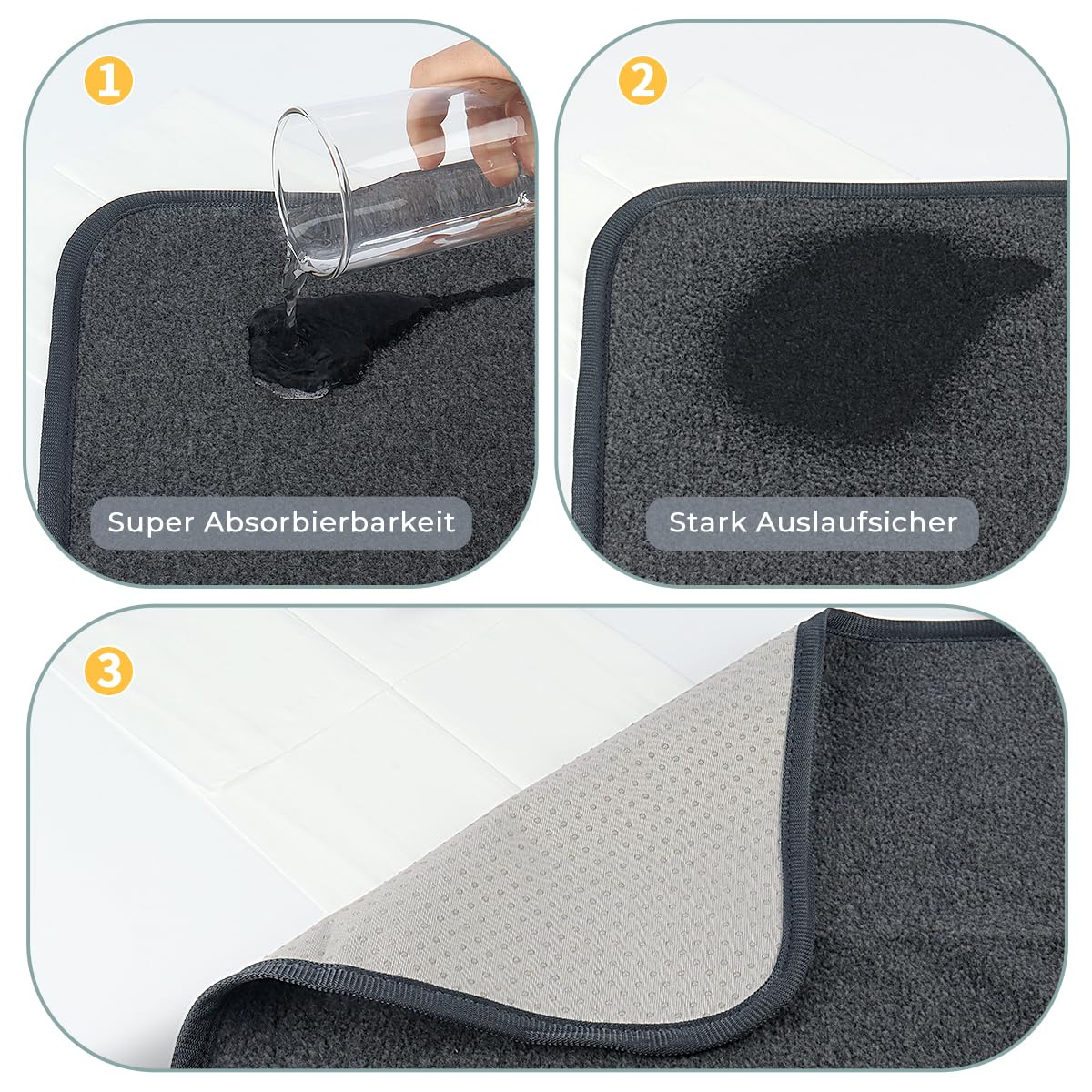 2 stuks 80 x 70 cm wasbare puppypads, antislip waterdichte plasmat voor huisdieren, super absorberend, herbruikbare puppy-trainingspads voor thuis/auto/reizen