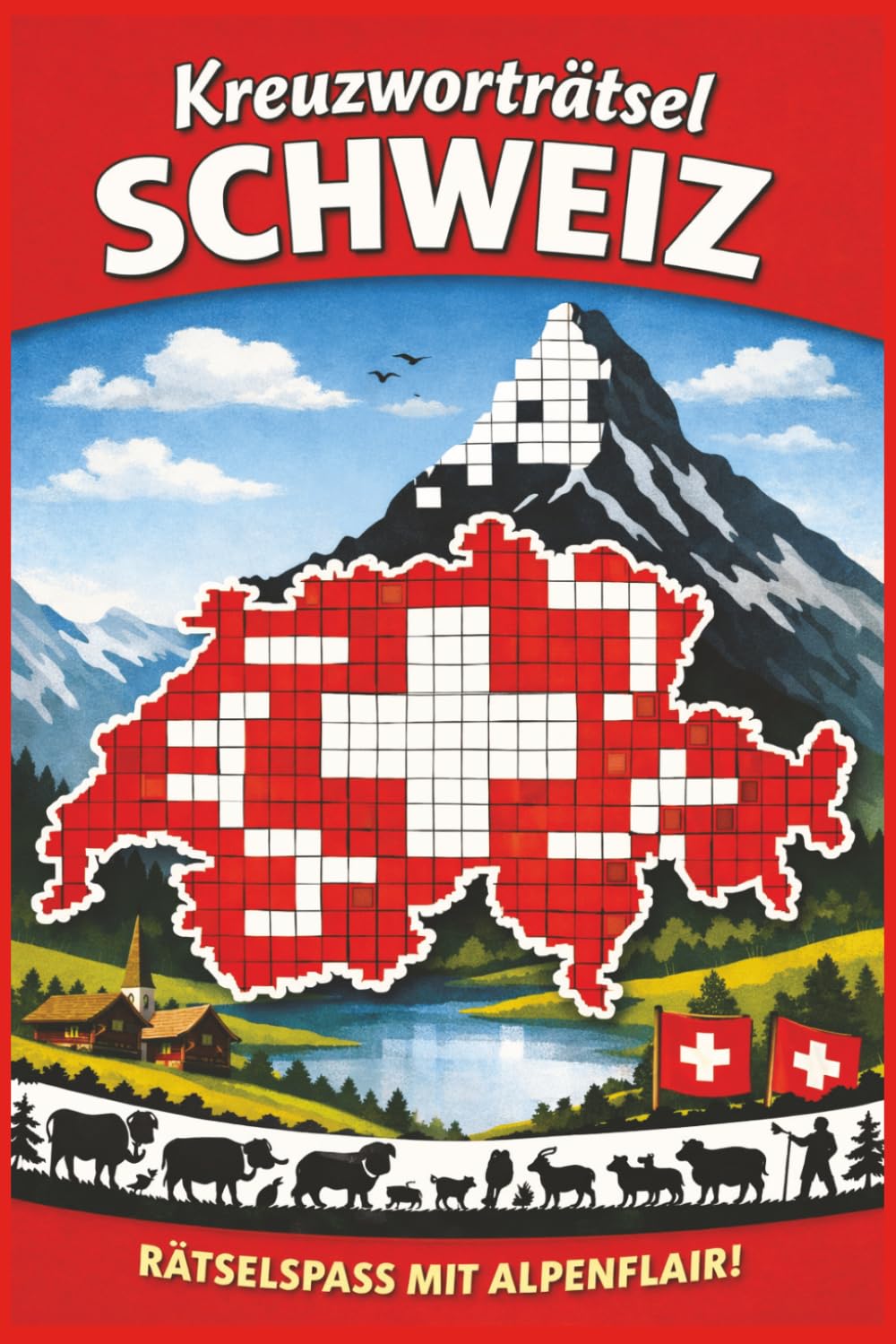 Kreuzworträtsel Schweiz Rätselspass mit Alpenflair!: Kreuzworträtsel Leicht lesbar zum Thema Schweiz, Schweizer Kultur, Schweizer Berge, 6x9, 121 Seiten, 60 Puzzles, Rätselspass, Entspannung & Lernen