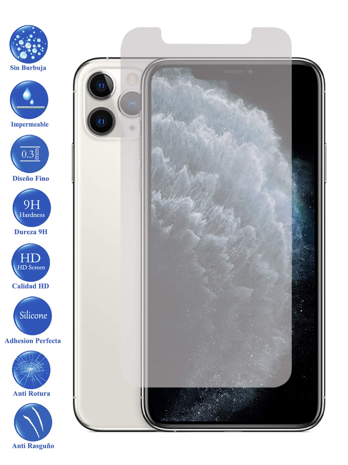 Protector de Pantalla iPhone 11 Pro MAX de Cristal Templado Vidrio 9H para movil