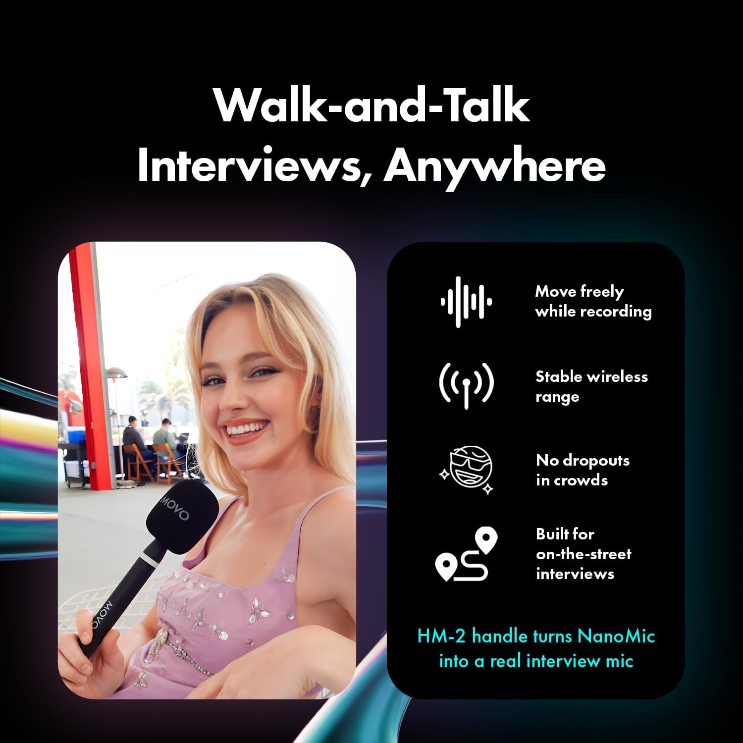 Movo NanoMic Wireless USB-C Mic Kit with Interview Handle — Dual Street Interview Mic for iPhone 15/16/17+, Android & iPad Pro — Vox Pops & TikTok - Image 6