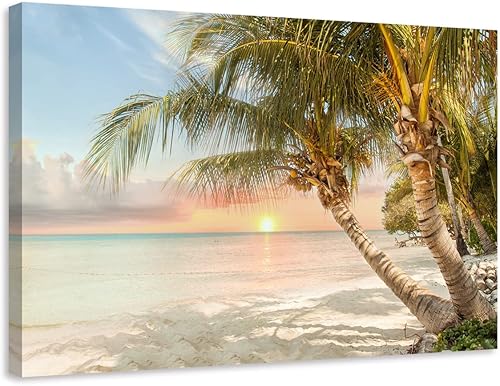 Arte de pared para sala de estar, decoración de playa, océano azul, paisaje natural, impresiones sobre lienzo para decoración de oficina, 40 x 20