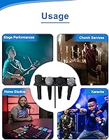 Vista 8 de Soporte de micrófono múltiple para micrófonos con cable e inalámbricos, soporta hasta 4 micrófonos, organizador de micrófono múltiple para soporte