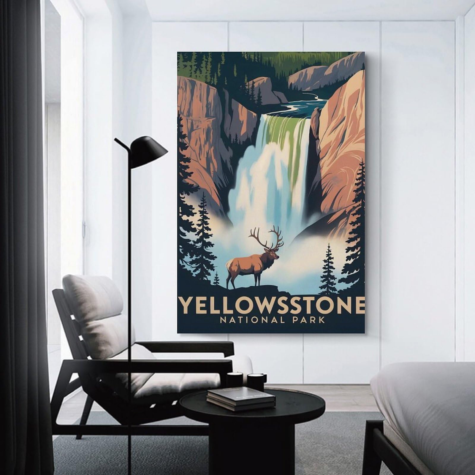 Junmoney Yellowstone National Park Vintage Style Canvas Wall Decor 20x30inch(50x75cm), for Calm Bedrooms, Home Corners Or Flats, An Easy Wall Refresh for Bedrooms