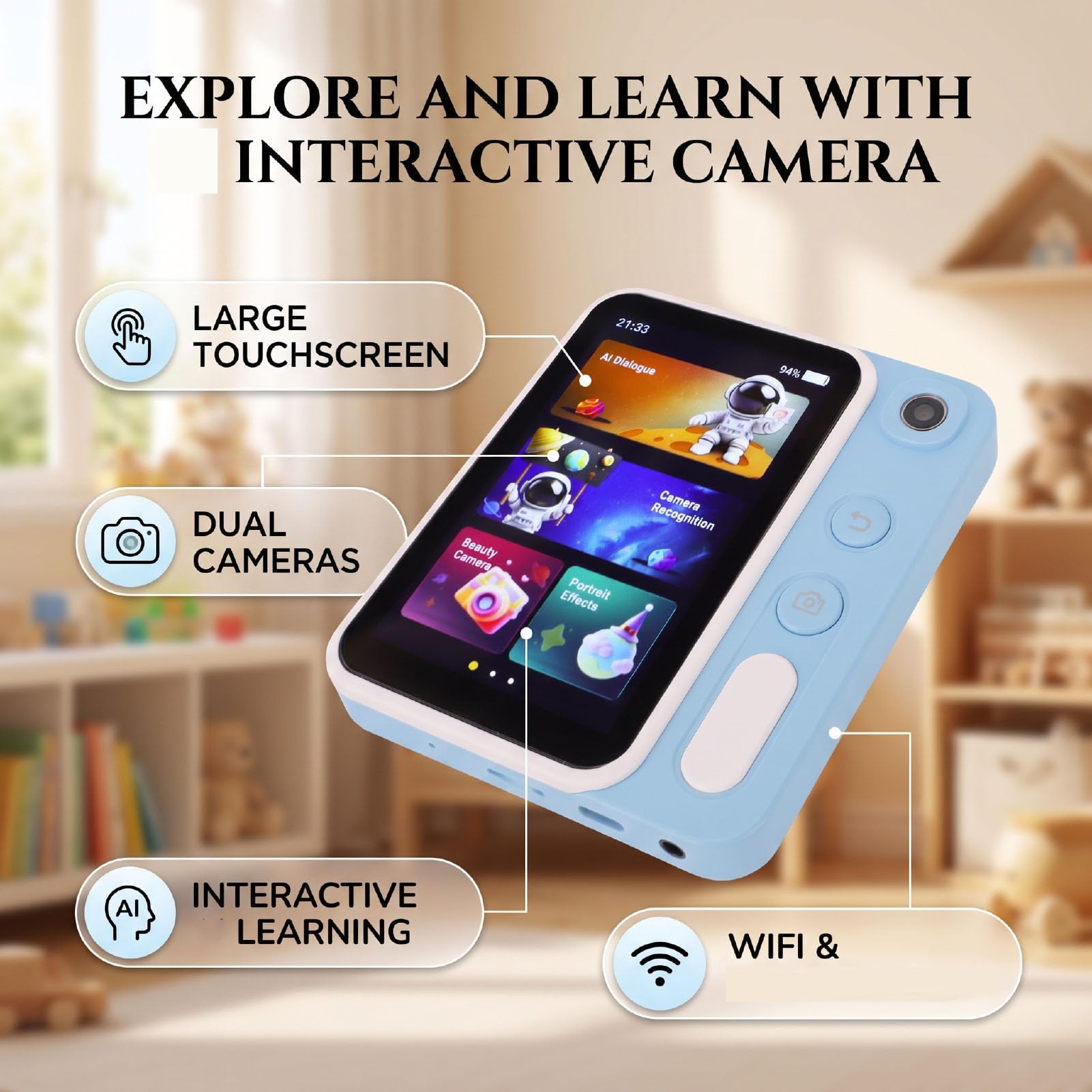 KIMISS Caméra d'apprentissage, Appareil Photo éducatif avec écran Tactile