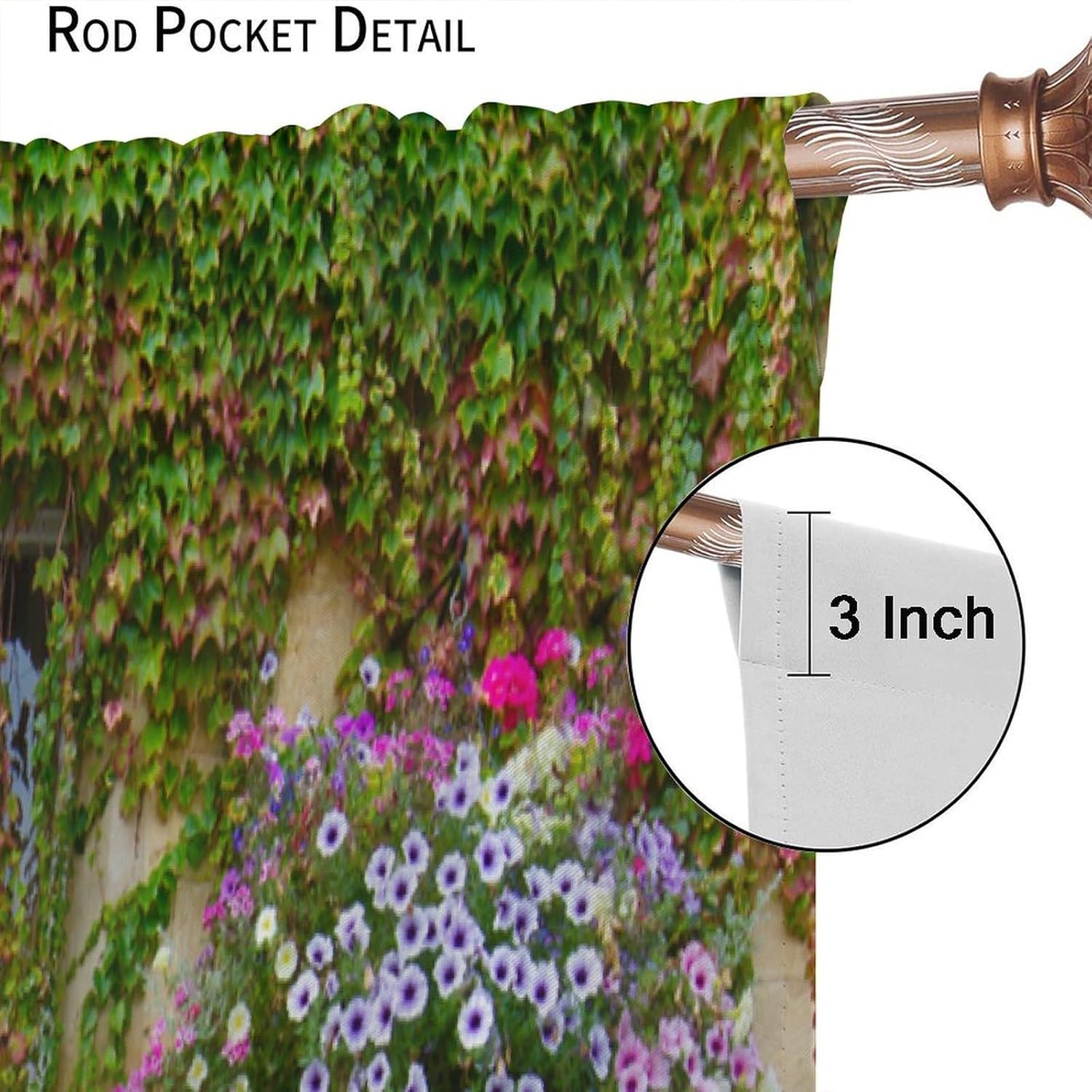 Italian Blackout Curtain,Porch Flowers Pots Plants Floral Flowers Retro Country Farmhouse Print Window Drapes for Bedroom Living Room Kitchen Cafe Office Set 2 Panels,42x54 Inches, Style-4