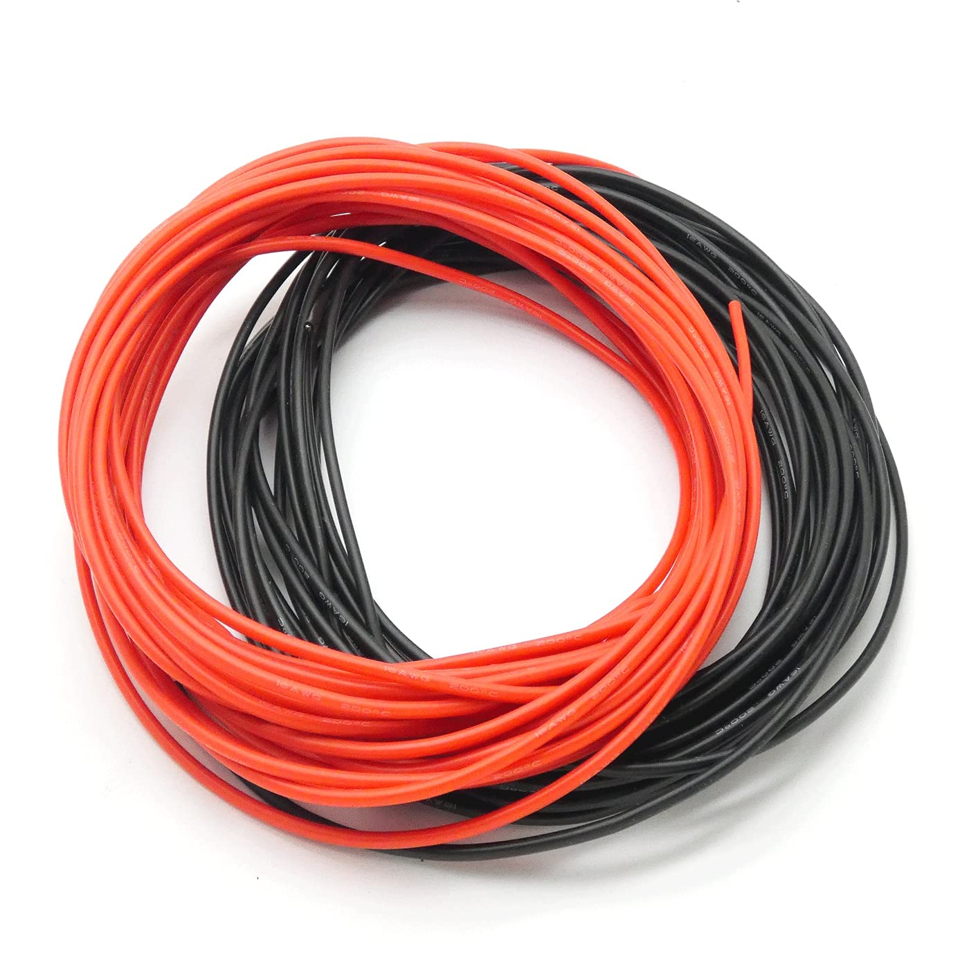 INVENTO 5mtr 16 AWG High Durability 35A Tinned Copper Silicone Wire Red & Black 3mm Dia High Temperature for DIY