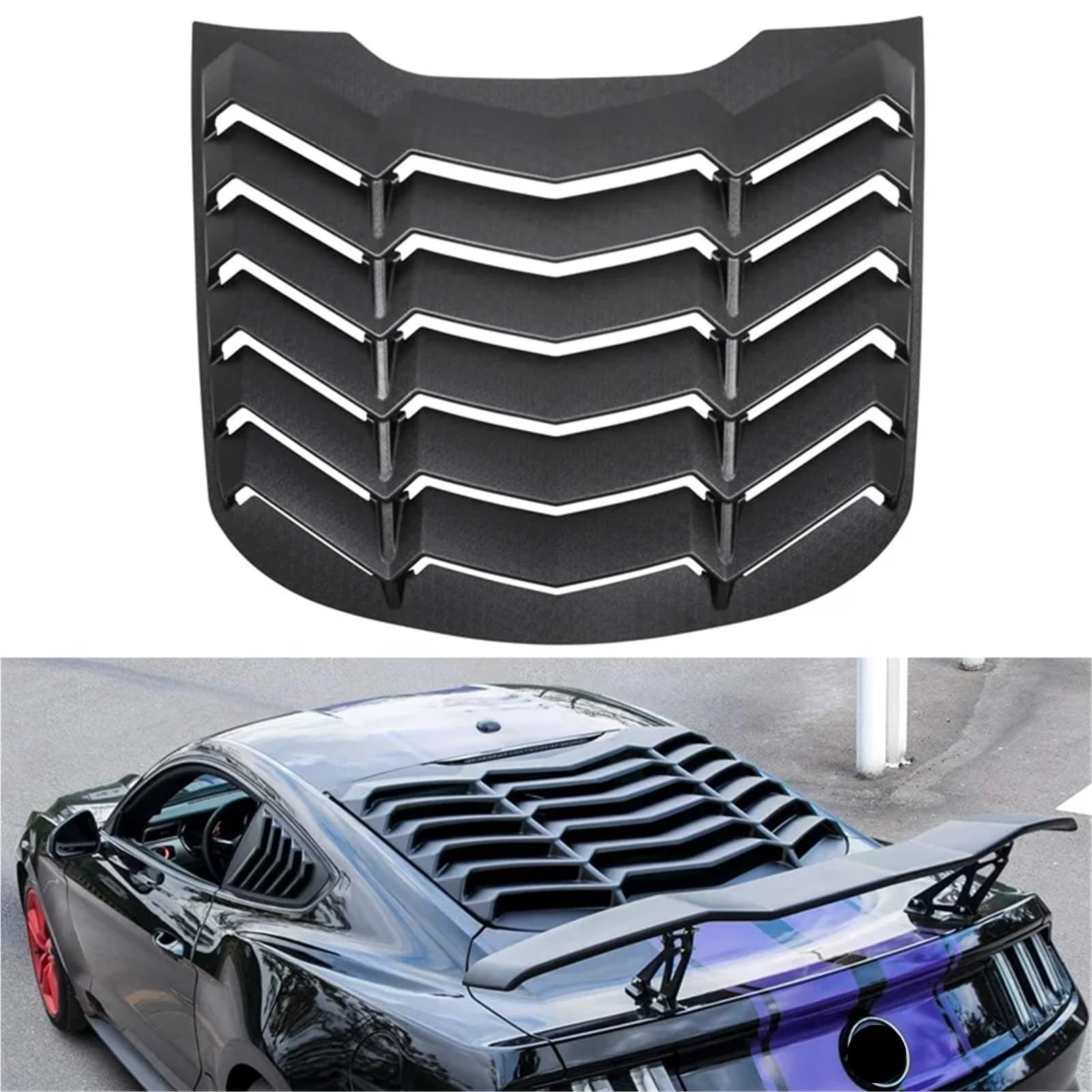 Rear Window Louver Windshield Scoop Sun Shade Cover Vent GT Lambo Style Custom (Matte Black) Compatible for Ford Mustang 2015-2023