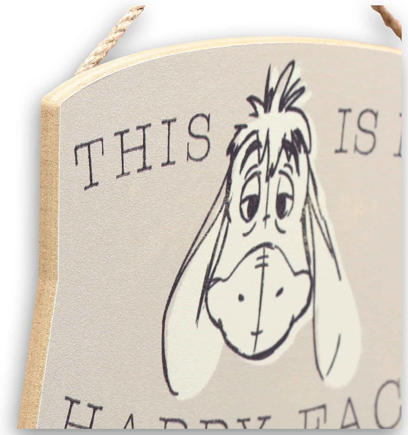 Disney Winnie the Pooh Hanging Wood Wall Decor - This Is My Happy Face - Cute Eeyore Sign for Kids' Bedroom or Play Room