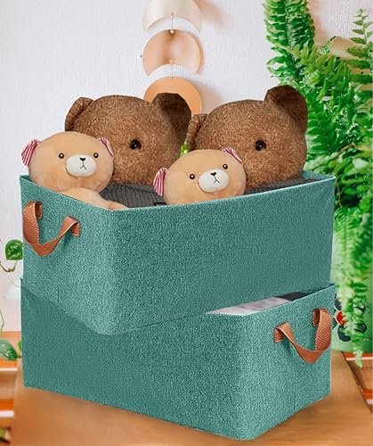 Miniatura 7 de AARAINBOW Organizador de ropa de armario de 4 piezas con asa, caja de almacenamiento de tela con marco de acero, cestas de almacenamiento apilables,