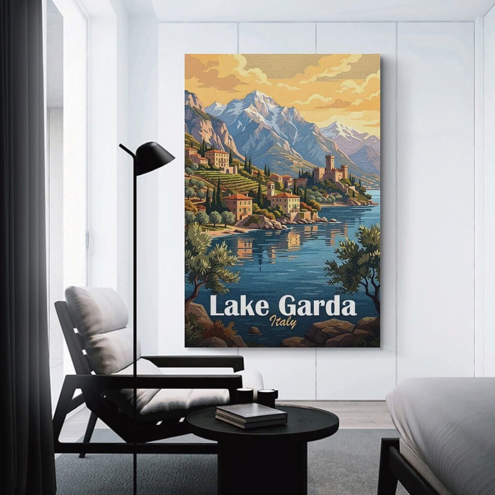 Junmoney Lake Garda, Italy, Travel Canvas Wall Decor, 12x18inch(30x45cm), for Gallery Wall Decor And Room Displays, Wall Decor Suited to Curated Displays