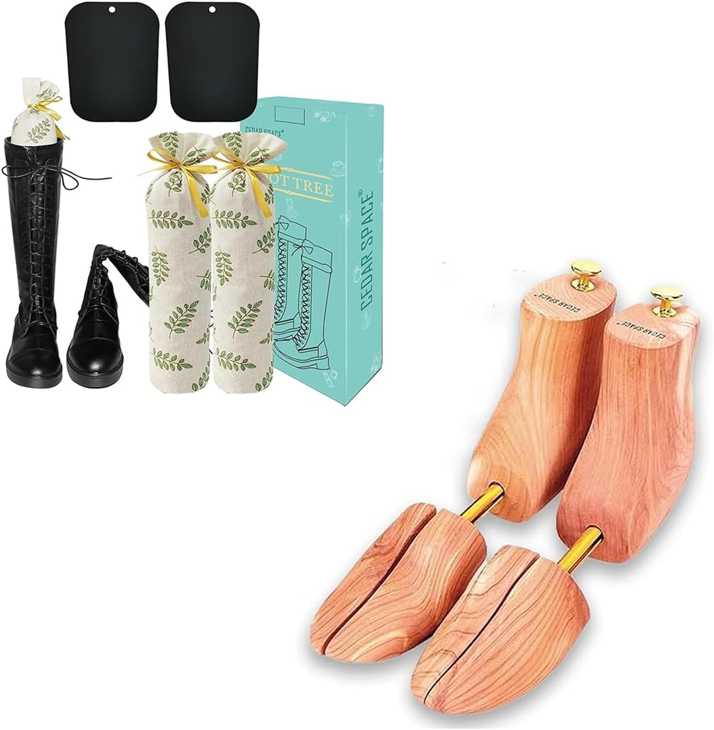 1Pairs Cedar Boot Shapers and 1Pairs Boot Tree for Men 10-11.5 / women 11-12.5